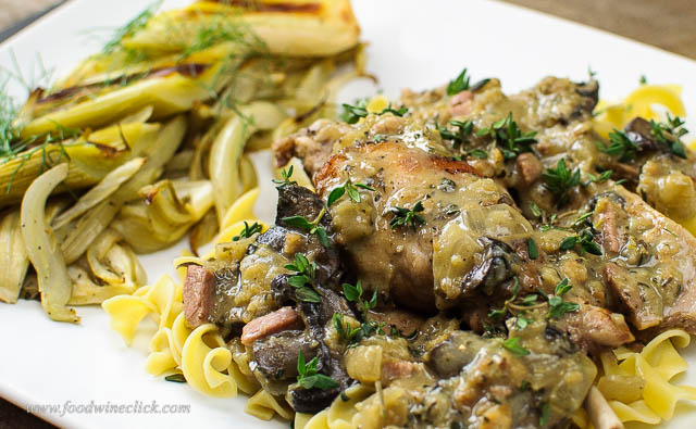 rabbit in mushrooms and thyme