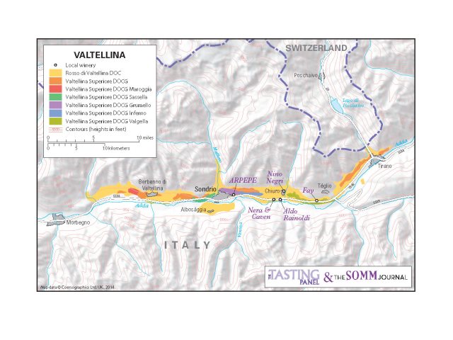 Valtellina map courtesy of Tasting Panel and Somm Journal.