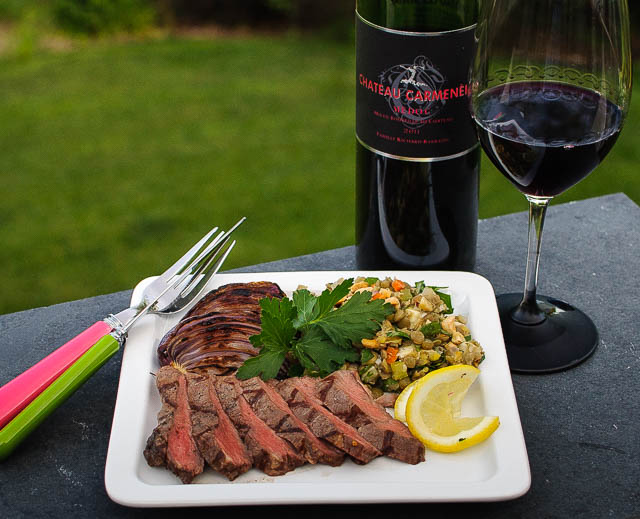 Chateau Carmenere, steak and lentil salad
