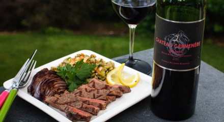 Chateau Carmenere Medoc with steak and lentil salad
