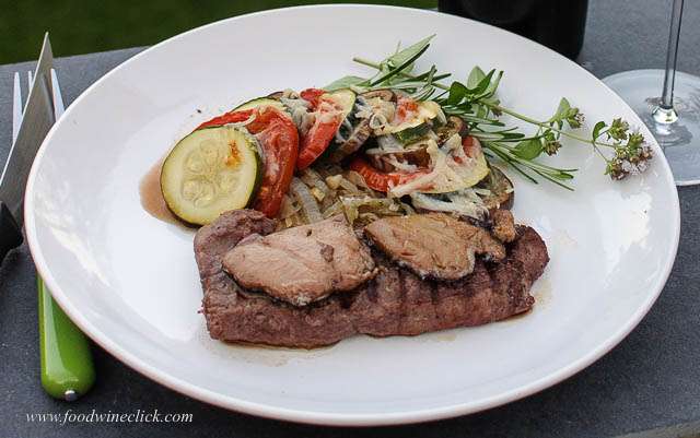 Steak with Les Trois Petits Cochon Foie Gras de Canard