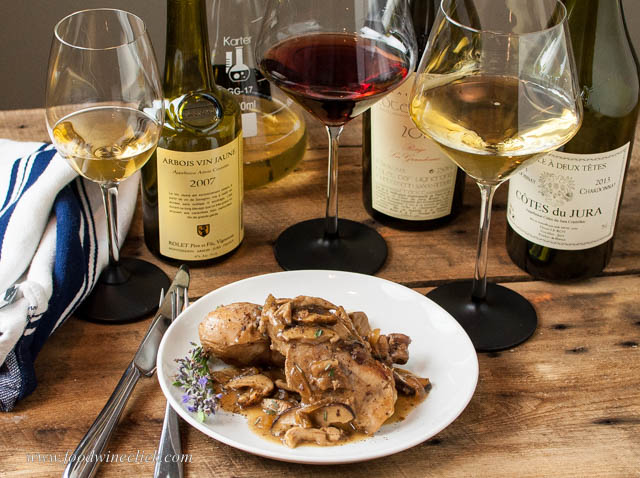 Coq au Vin Jaune served with wines of the Jura