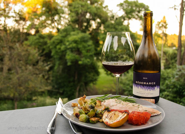 Resonance Pinot Noir paired with grill roasted chicken