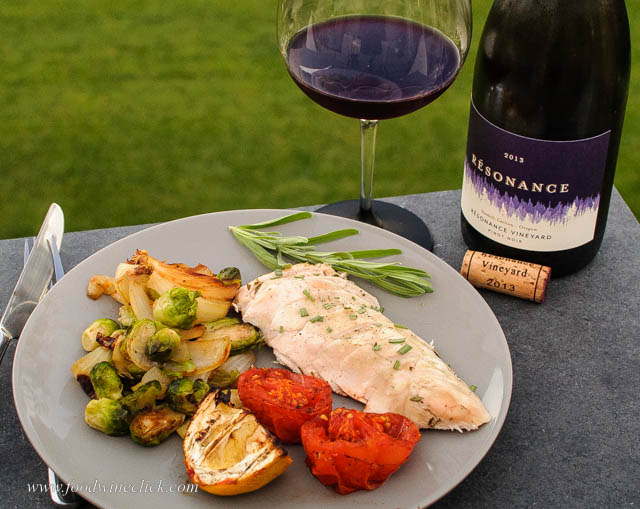 Résonance Vineyard Pinot Noir paired with grill roasted chicken breast