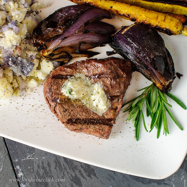 sunshine harvest farms tenderloin steak topped with rosemary blue cheese butter