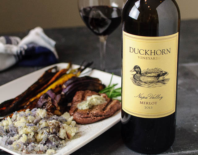 Duckhorn Napa Valley Merlot and steak