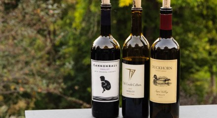 Merlot wine from Duckhorn, Cliff Creek and Cannonball