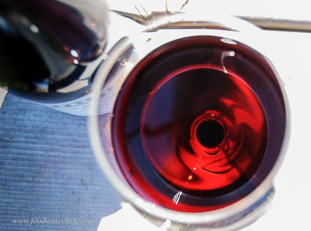 Translucent red of Beaujolais wine
