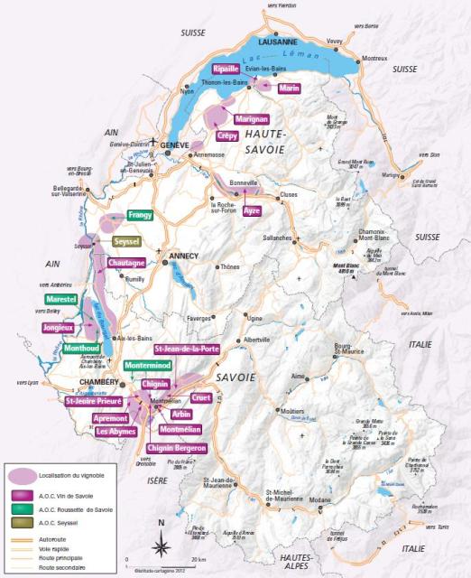 Savoie wine region map