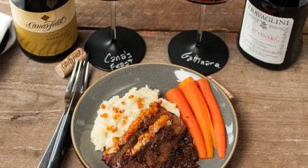 Smoked Brisket served with two Nebbiolo wines