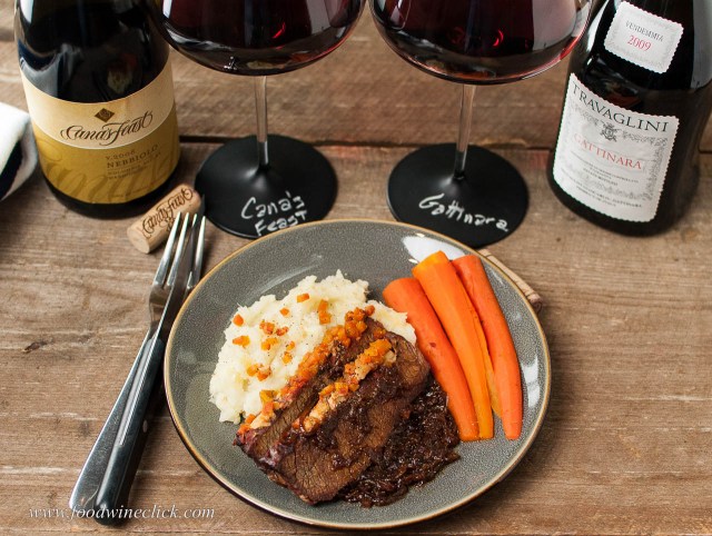 Braised meats are a classic Nebbiolo pairing. Onion braised beef brisket here.