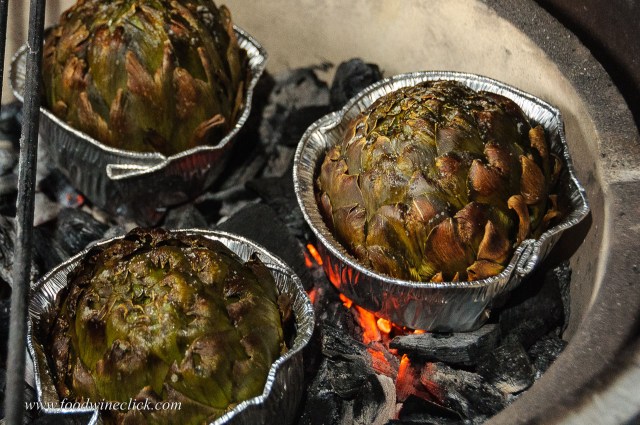 artichokes (carciofi) roasted in the coals