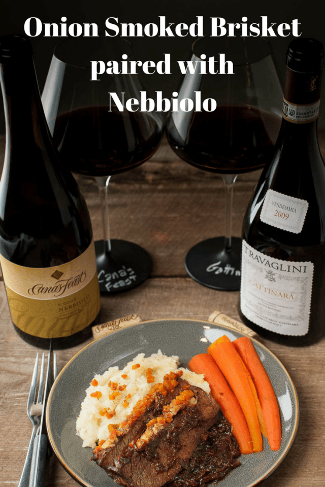 onion smoked brisket paired with Nebbiolo