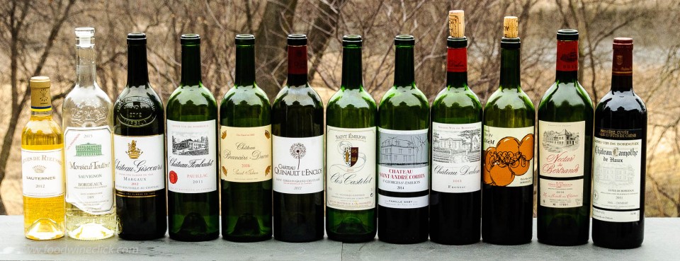 A variety of bordeaux wines