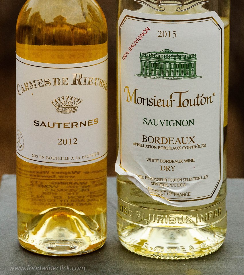 White Bordeaux wine and sweet Sauternes wine