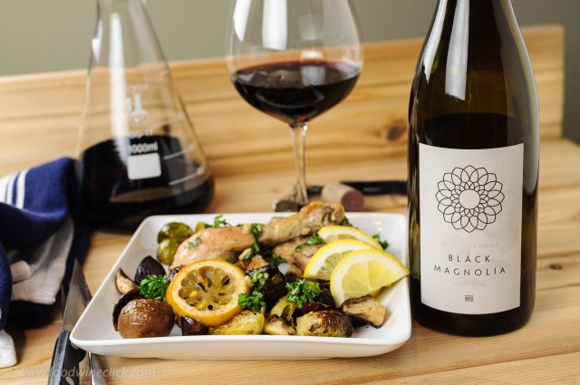 Black Magnolia Pinot Noir paired with oven roasted chicken