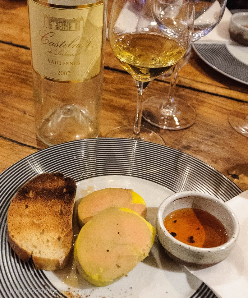 House made duck foie gras and Sauternes at Auberge de Vignes
