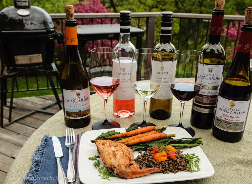 Grill roasted rabbit with wines of Navarra Spain