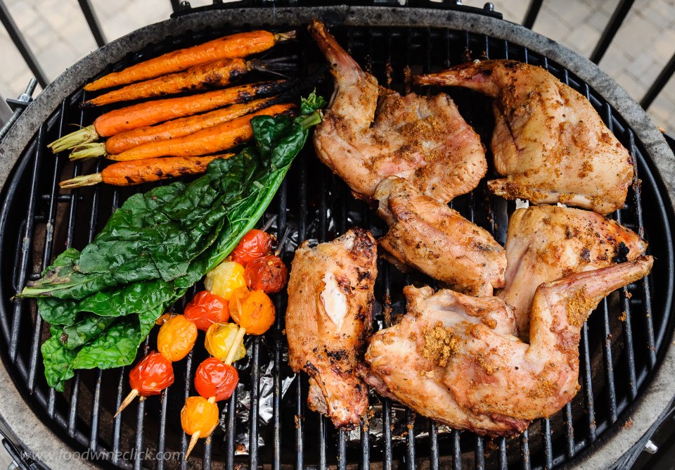 Grill the vegetables right alongside the rabbit