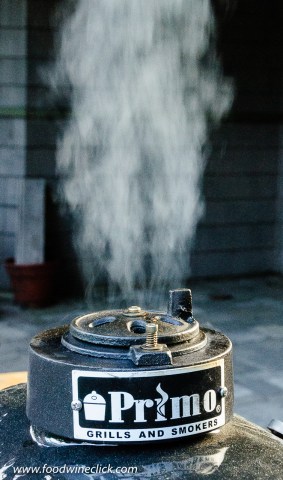 Primo grill smoking food