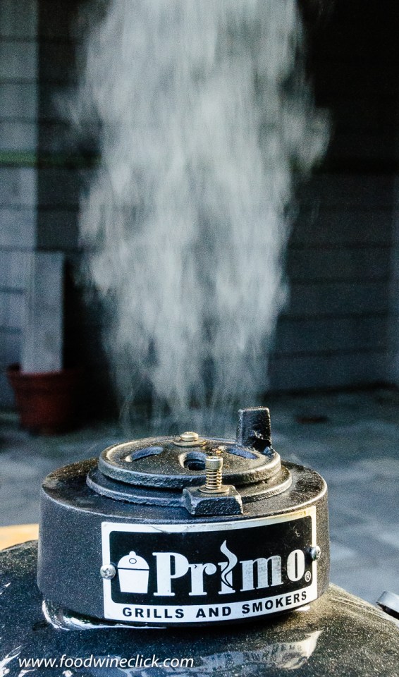 Primo grill smoking food