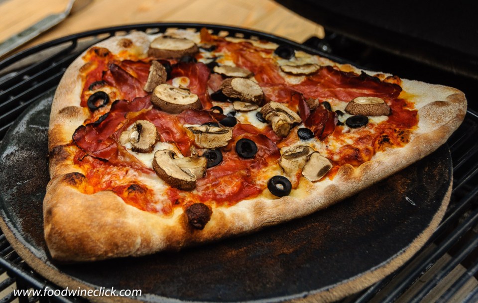 Pizza cooked on a Primo Ceramic grill