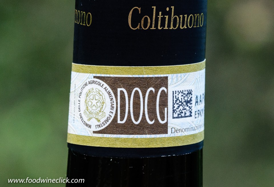 DOCG sticker on a bottle of Italian wine
