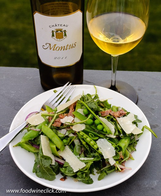 Chateau Montus Blanc with entrée salad
