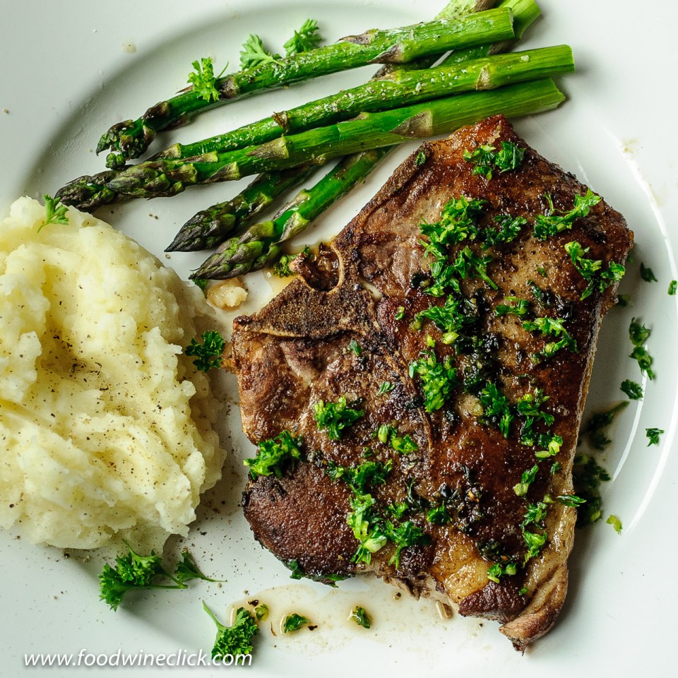 Pan seared pork chop with gremolata