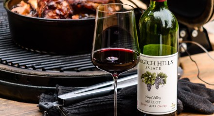 Grgich Hills Estate Merlot at the Primo ceramic grill