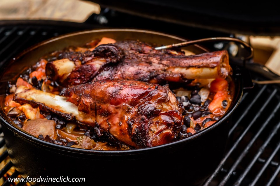 Smoked lamb shanks on a Primo ceramic grill