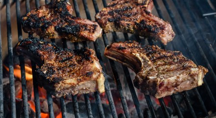 lamb chops on a Primo ceramic grill