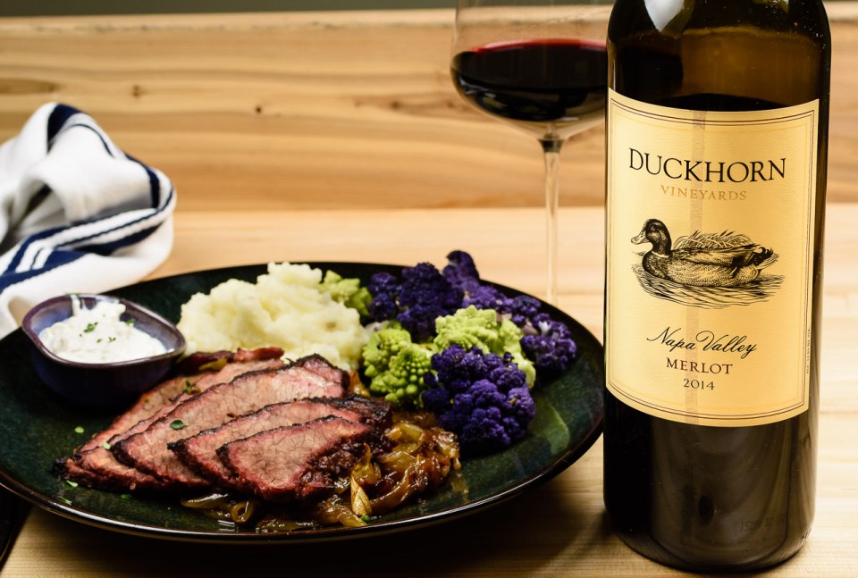Grill braised brisket with Duckhorn Napa Valley Merlot