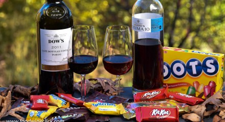Port wines paired with stolen halloween candy