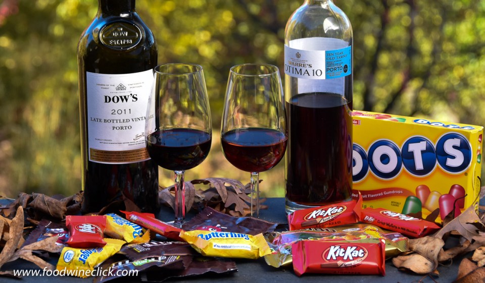 Port wines paired with stolen halloween candy