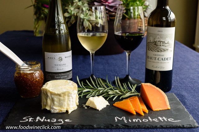 French wines and cheeses in an attractive cheese plate