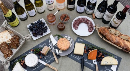 A beautiful wine and cheese spread