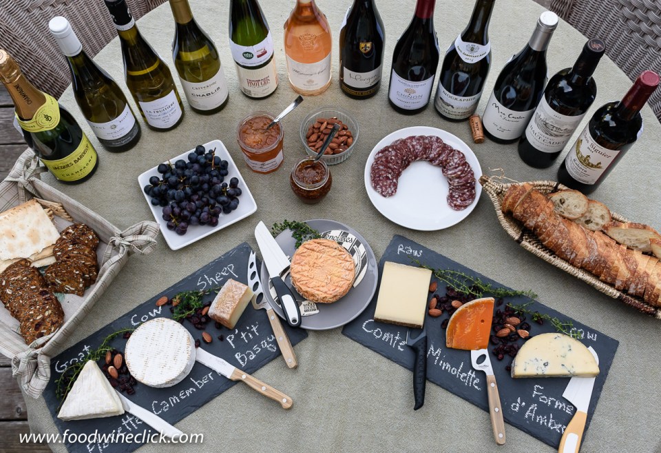 A beautiful wine and cheese spread