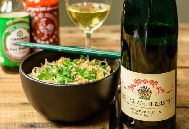 2002 German Riesling with spicy ginger pork soup