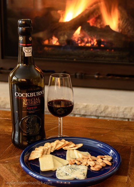 Cockburn's Special Reserve Port and cheeses by the fire