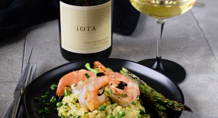 iOTA Cellars Chardonnay with Shrimp and Pea Risotto Milanese at www.foodwineclick.com