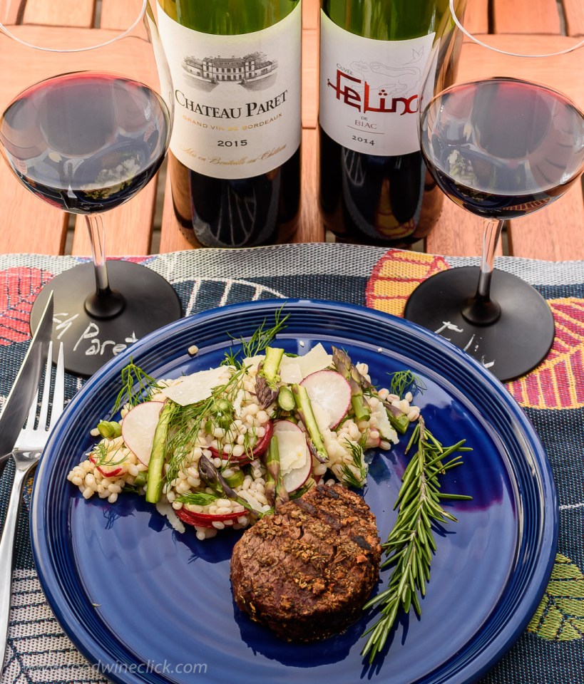 Modern and traditional Côtes de Bordeaux wines with porcini rubbed tenderloin