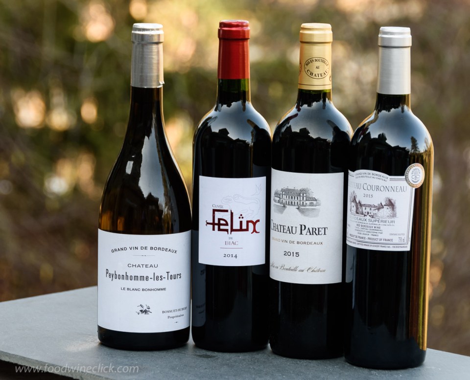 a selection of Côtes-de-Bordeaux red wines