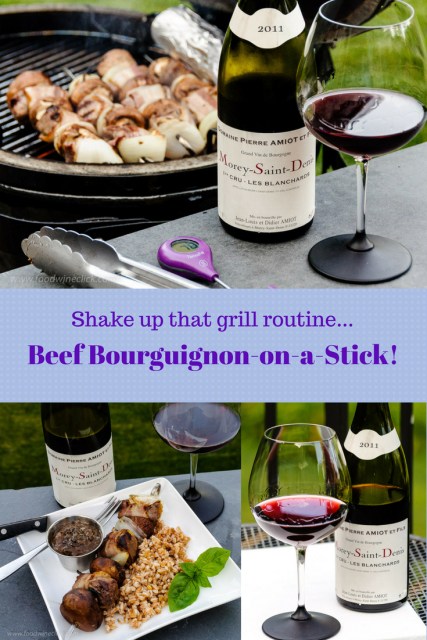 Shake up that grill routine with Beef Bourguignon-on-a-Stick! Recipe at www.foodwineclick.com