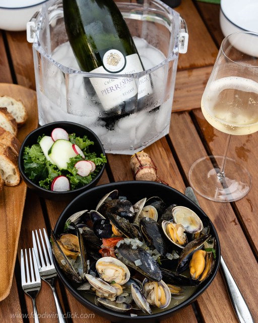 Nothing better than Cremant d'Alsace with a bucket of steamers! Details at www.foodwineclick.com
