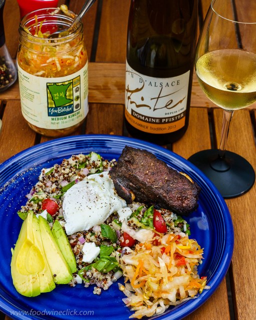 Alsace Gewurztraminer paired with a spicy short rib - quinoa bowl at www.foodwineclick.com