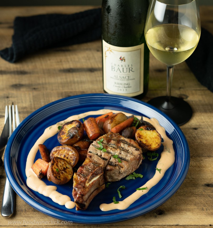 Country Pork Ribs with sauce Nenette served with Alsace Riesling at www.foodwineclick.com