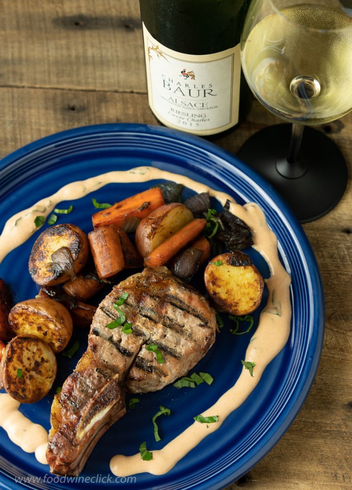 Country ribs with sauce nenette, paired with Alsace Riesling