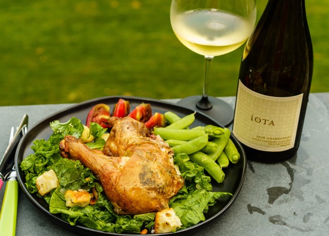 iOTA Cellars estate Chardonna with Zuni Cafe chicken