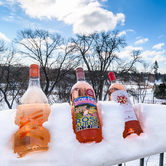 Rosé in the snow in MInnesota